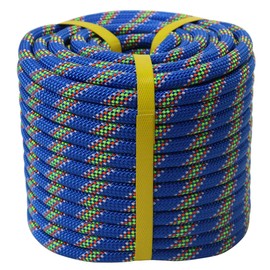 Double Braided Arborist Rope - 1/2 Inch x 50 Feet Polyester High Strength Climbing Rope for Tree Work, Halyard, Sailing (Blue)