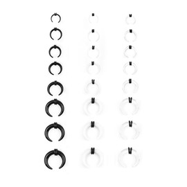 EgamyClow 24Pcs 14G-0G Acrylic Pincher Tapers Septum Ring C Shape Buffalo Stretcher Expander with Black O-Rings for Stretching Pierced Nose Ear Cartilage, Acrylic, created quartz