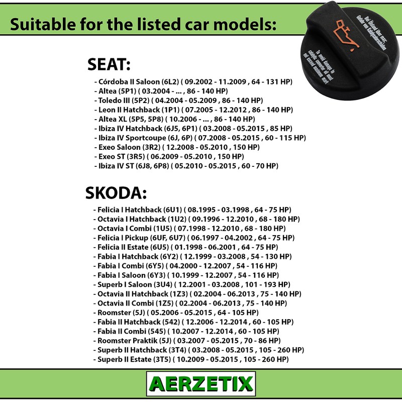 AERZETIX - C40102 - Öleinfülldeckel - kompatibel mit - 06A103485F/C