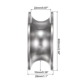 sourcing map 1 x U-groove roller 2.68 inch 201 stainless steel sliding gate double rollers for inverted rails, industrial machinery, sliding gate