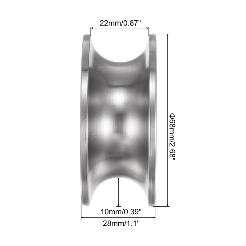 sourcing map 1 x U-groove roller 2.68 inch 201 stainless