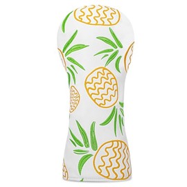 Golf Head Cover Golf Club White Pineapple Design Golf Covers Headcovers Set Fits Driver Fairway Wood Hybrid Utility Woods Iron Wedge Headcover with Interchangeable No. Tags (Driver)