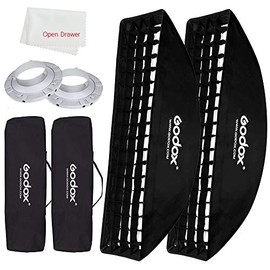 Godox Strip Box 9"x35" 22x90cm Strip SoftBox Honeycomb Grid Softbox with Bowens Mount Speedring Compatible Godox S-Type Studio Flash Lights（2PCS）