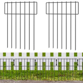 10 Pack Animal Barrier Fence, Total 17 Inch(H) X 10Ft(L) No Dig Dog Barrier Fence, Rustproof Metal Wire Panels Garden Bottom Fence, Dog Rabbits Ground Stakes Border Fence for Garden.