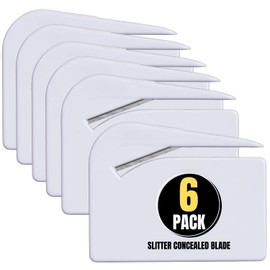 1InTheOffice Letter Opener, Envelope Opener Slitter Concealed Blade 2.5", White,6 Pack