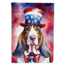 Caroline's Treasures DAC5649GF Basset Hound Patriotic American Garden Flag Mailbox Flag Decorative Yard Flag Banner Outside Patio Artwork Yard Flower Beds, Garden Size, Multicolor