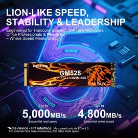 Bestoss 1TB M.2 SSD NVMe PCIe 2280 Internal Solid State Hard Drive, Up to 5000 MB/s, 3D NAND SLC Cache, SSD for Gaming PC Storage, Business Laptop, Home Entertainment, Creative Workflow GM528
