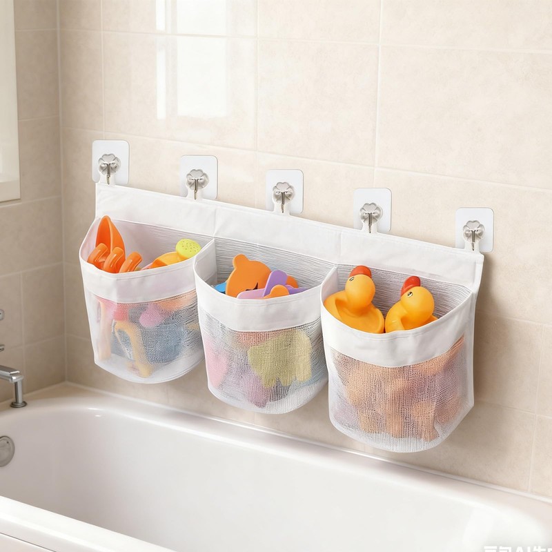 YWKJDDM Bath Toy Storage Organizer, Large Hanging Storage Holder with