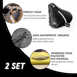 Waterproof Bicycle Saddle Cover, Elastic Waterproof Bicycle Saddle Protective Cover, Suitable for Most Bicycle Saddles such as Road Bike, Mountain Bike, Women's Bike, E-Bike etc. (2 Pieces) (2 Pack)