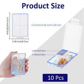 SUPERFINDINGS 10 Pcs Fishing Tackle Box Portable Lure Storage Kit Small Plastics Case Four-compartment Organizer Box Compact Clear Container for Fishing Tackle DIY Accessories Bead Storage