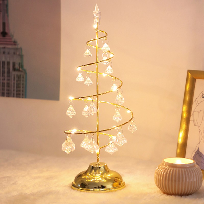 LED Christmas Tree Lamp Battery Powered Spiral Christmas Tree Table