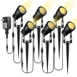 ECOWHO Low Voltage Landscape Lighting, 12V Outdoor Landscape Lights LED Spot Lights Plug-in IP65 Waterproof Garden Lights for House Yard Path (Extendable to 8 or 10 Lights, 6 Pack, 69ft, Warm White)