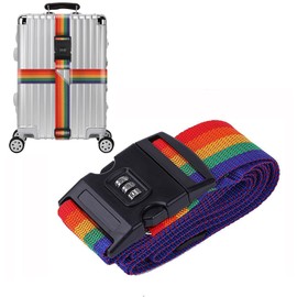 SHULLIN Adjustable Suitcase Strap with Combination Lock, 5 cm x 4 m Long, Cross Luggage Strap, Adjustable Luggage Straps, Suitcase Belt, Luggage Strap, Travel Luggage Straps, Colourful Suitcase Strap