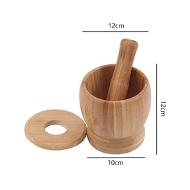 Garlic Crusher, Pesto Smasher, Food Grinder, Spice Pepper Crusher, Garlic Pounder with Lid, Bamboo Wood Pepper Garlic Herb Grinding, Kitchen Accessories