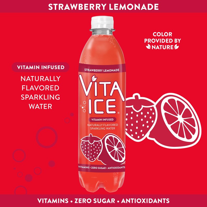 Vita Ice Strawberry Lemonade, 12 Pack, 17 oz. Bottles