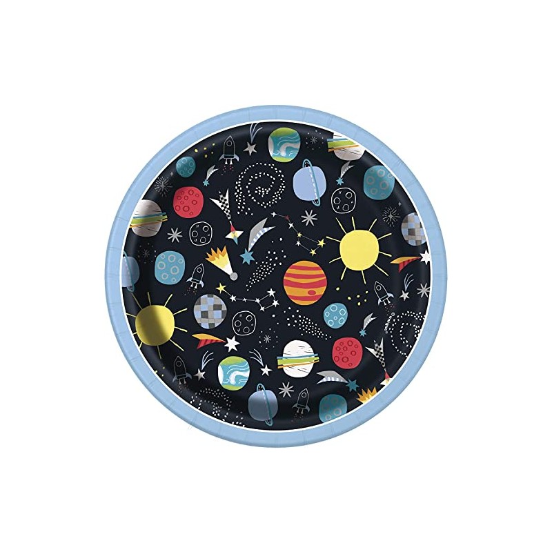 Galactic Outer Space Round Dessert Plates (17cm) - Vibrant Multicolor