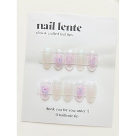 Bora Cheek Nail Reflective Gel Handmade Nail Tip - Short Almond / 보라치크네일 반사젤 수제네일팁 - 숏아몬드