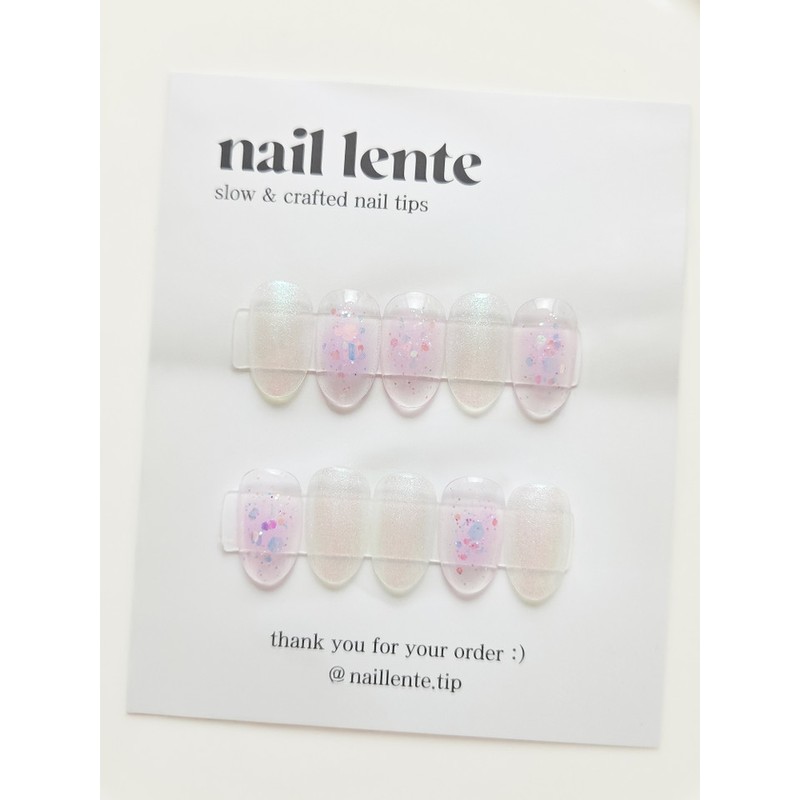 Bora Cheek Nail Reflective Gel Handmade Nail Tip - Short