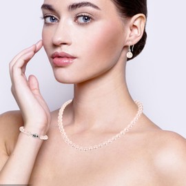 Holibanna Faux Pearl Necklace Choker Simulated Pearl Bracelet Earring Necklaces Set Freshwater Cultured Pearl Necklace Adjustable Shell Pearl Chain (Pink)