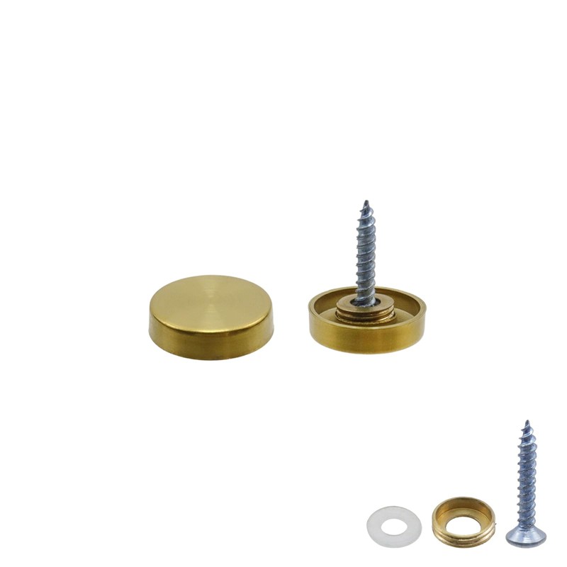 Rannb Decorative Mirror Screw, Gold Cap, 0.75" Cap Dia, 12pcs