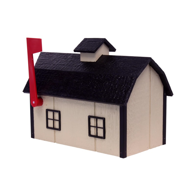 AmishToyBox.com Deluxe Wooden Mailbox, Post Mount, Dutch Barn Style (Beige