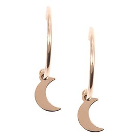 Happiness Boutique Women's Moon Hoop Earrings with Pendants in Rose Gold Small Crescent Moon Earrings Stainless Steel Jewellery, Rose Gold Stainless Steel