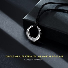 Hearbeingt Cremation Jewelry Urn Necklace for Ashes for Women Men, Circle of Life Eternity Memorial Pendant Ash Jewelry(Gun-Always in My Heart)