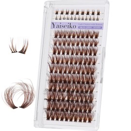 Wispy Brown Lash Clusters with Bottom Lashes Cluster Eyelash Extensions 10-18mm D Curl Individual Lashes with Bottom Lashes Clusters 121pcs Lash Extension 40D Fluffy Brown Eyelash Clusters