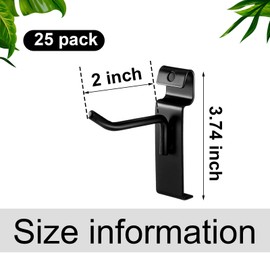Oudain Gridwall Peg Hooks Black Grid Wall Panels Display Hooks Hangers Wire Display Rack Grid Wall Accessories for Retail Shop, Garages, Workshops(25 Pack,2 Inch)