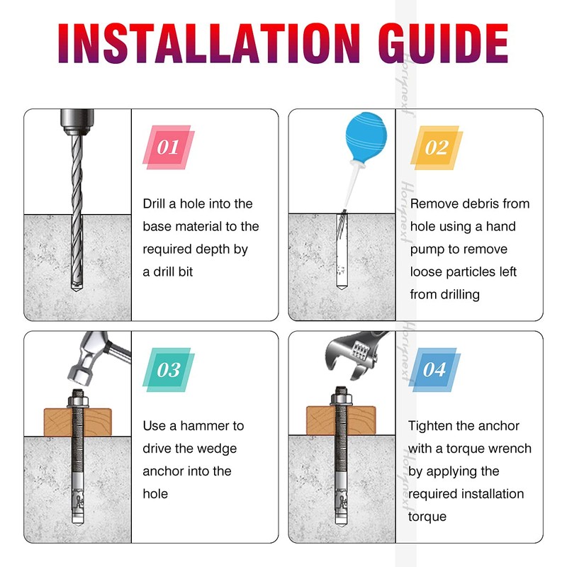 Horiznext 1/2 Concrete Anchors, 1/2 Stainless Steel Wedge Anchors for