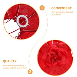 Kichvoe E27 Lamp Shades Cloth Lamp Shade European Style Lampshade Vintage Lace Lampshade with Bead Tassel Fabric Scallop Dome Lamp Shade Retro Chandelier Lampshade