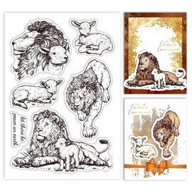 PH PandaHall Animal Theme Stamp Silicone Clear Stamps Transparent Label Stamps Lion Sheep Seal Stamps Paper Craft Stamps for Scrapbooking DIY Cards Album Crafts Supplies 4.3x6.3 inch/11x16cm