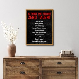 Pyradecor Framed Inspirational Poster Canvas Prints Motivational 10 Things that Require Zero Talent Office Positive Quotes for Classroom Living Room Home Decorations