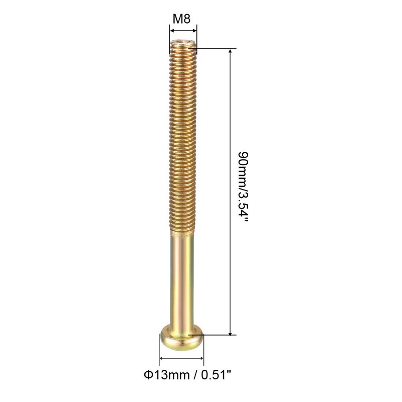 sourcing map M8x90mm Furniture Screw Hex Socket Machine Screws Zinc