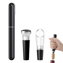 FBBULES 3 PCS Wine Opener Set, 2 in 1 Air Pressure Corkscrew Opener with Foil Cutter, Wine Vacuum Stoppesr, Wine Aerator Pourer, Wine Accessories Gift Set, Gifts for Wine Lovers