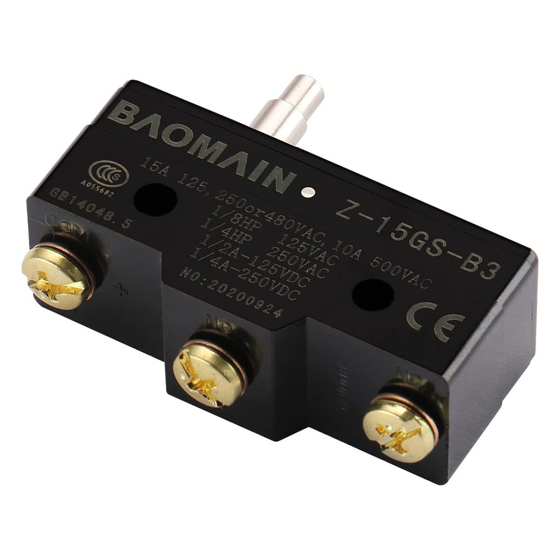 Baomain 2PCS Z-15GS-B3 General Purpose Basic Switch, Slim Spring Plunger,