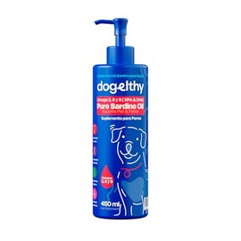 Dogelthy Pure Sardine Oil 450 ml. Aceite de Sardina con Omega 3 para Perro. 300 MG de EPA + DHA por Dosis. Suplemento de Aceite de Pescado para Perro. para Croquetas o Dieta Barf.