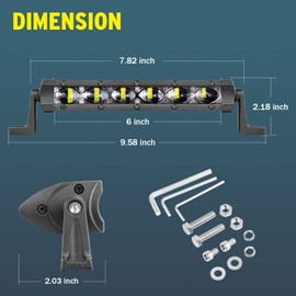 YCHOW-TECH 6 Inch 48W 4800LM LED Light Bar Single Row Spot Beam Off Road Driving Light Ultra Slim Thin LED Bar Driving Lights Backup Lighting for Trucks UTV ATV Motorcycle Dirt Bike