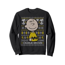 Peanuts Christmas Charlie Brown Knitting Pattern Sweatshirt, black