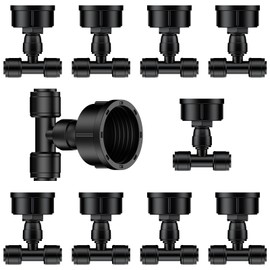 Pawfly 10 Pcs 3/4" to 1/4" Drip Irrigation Faucet Adapters, Quick Connect 3/4" FHT Faucet to 1/4" Tubing Connectors, Push-to-Fit Garden Hose Adapters, Anti-Leak Drip Irrigation Hose Connectors