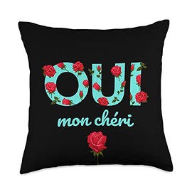 Oui Mon Cheri Cool French Expression Quotes Graphic Designs Throw Pillow