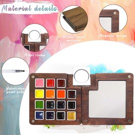 Yamobi Painting Box Mini Watercolour Travel Set, Mini Watercolour Travel Set, Watercolour Paint Set, Mini Painting Set for On the Go Adults (15 Colours)