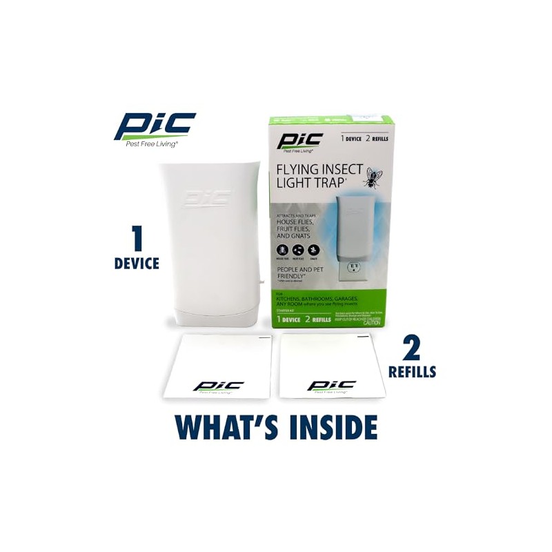 PIC Flying Insect Light Trap, Attracts and Traps House Flies,