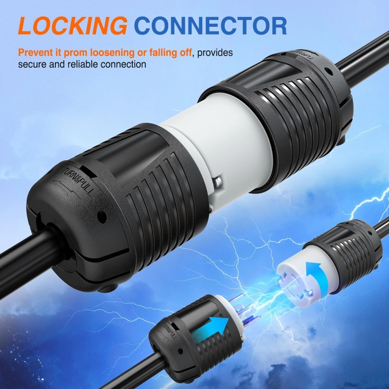 Nilight 30Amp L14-30P L14-30R Male Female Locking Plug Twist Lock