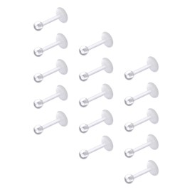 LEEQ 15 Pieces 16 Gauge Clear Acrylic Lip Rings Flexible Labret Bar Studs for Cartilage Tragus Lip Nose Piercing by LEEQ