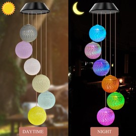 Solar Colored Ball Lights, Outdoor Color Changing Wind Chime Lights Decoration, Father/Mom/Woman/Grandmother/Daughter/Aunt/Friend/Wife & Sister, Gardening Gifts, Birthday Gifts for Women