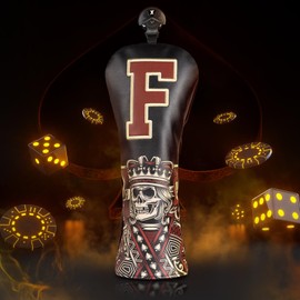 Golf Club Head covers Fairway Wood FW with Interchangeable Number Tag 3457X Elastic Closure Black PU Leather Skeleton King