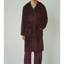 St. John's Bay Robe: St Johns Bay Plush Long Sleeve Hood Black One Size M-L  505-1964-0083