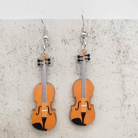 Cute Acrylic Guitar Earrings Punk Music Guitar Earrings Cello Violin Musical Instrument Earrings for Music Lovers Women Teachers Students Cute Jewelry-Style C