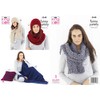 King Cole 5540 Knitting Pattern Cowl Scarf Wrap Hats Blanket